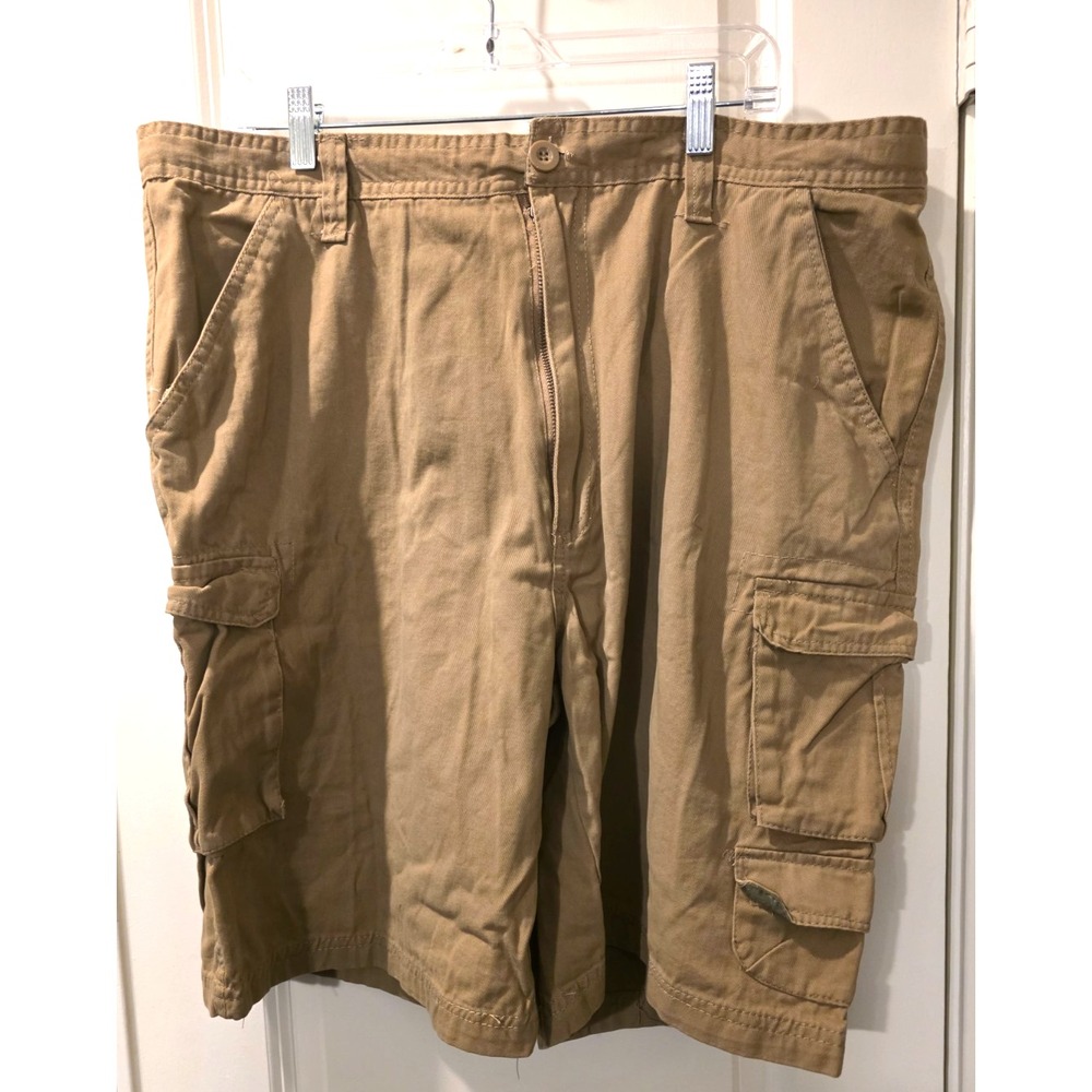 RW Rugged Wear Men's Tan Cargo Shorts  Cotton Waist Drawstring SZ 42 NWT